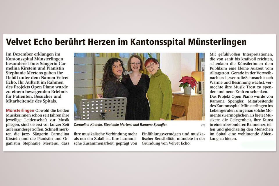 Carmelina Kirstein und Stephanie Mertens gaben ihr Debüt als Velvet Echo im Kantonsspital Münsterlingen